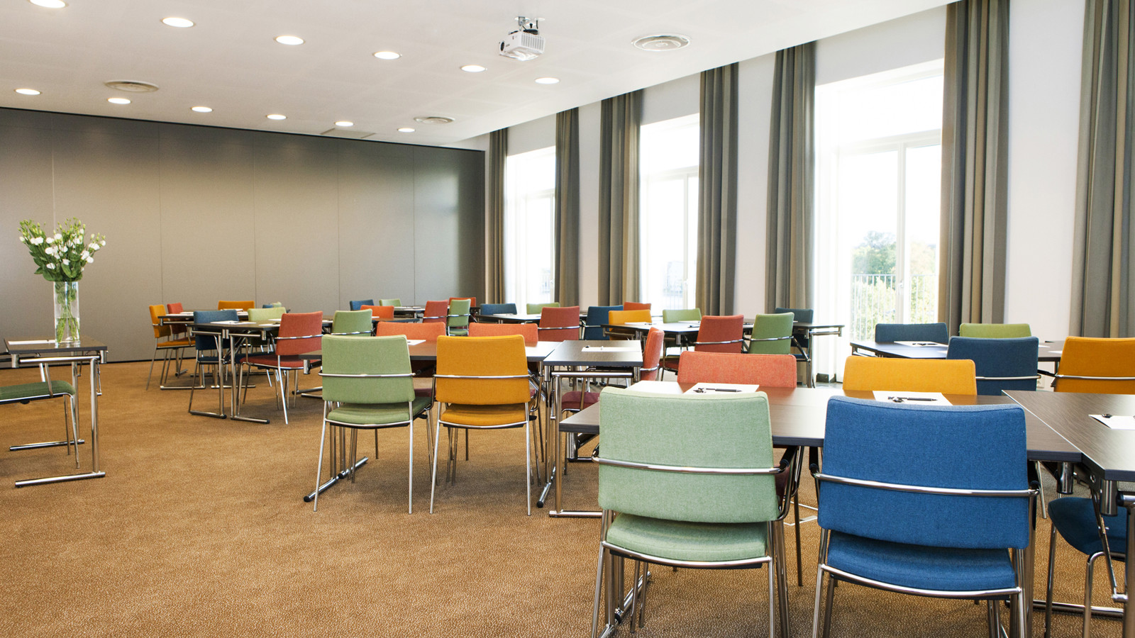 Conference room with colourful chairs