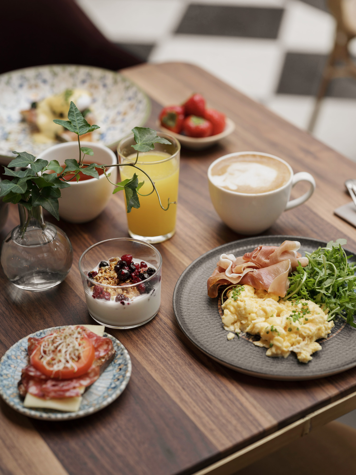 A delicious breakfast on a table