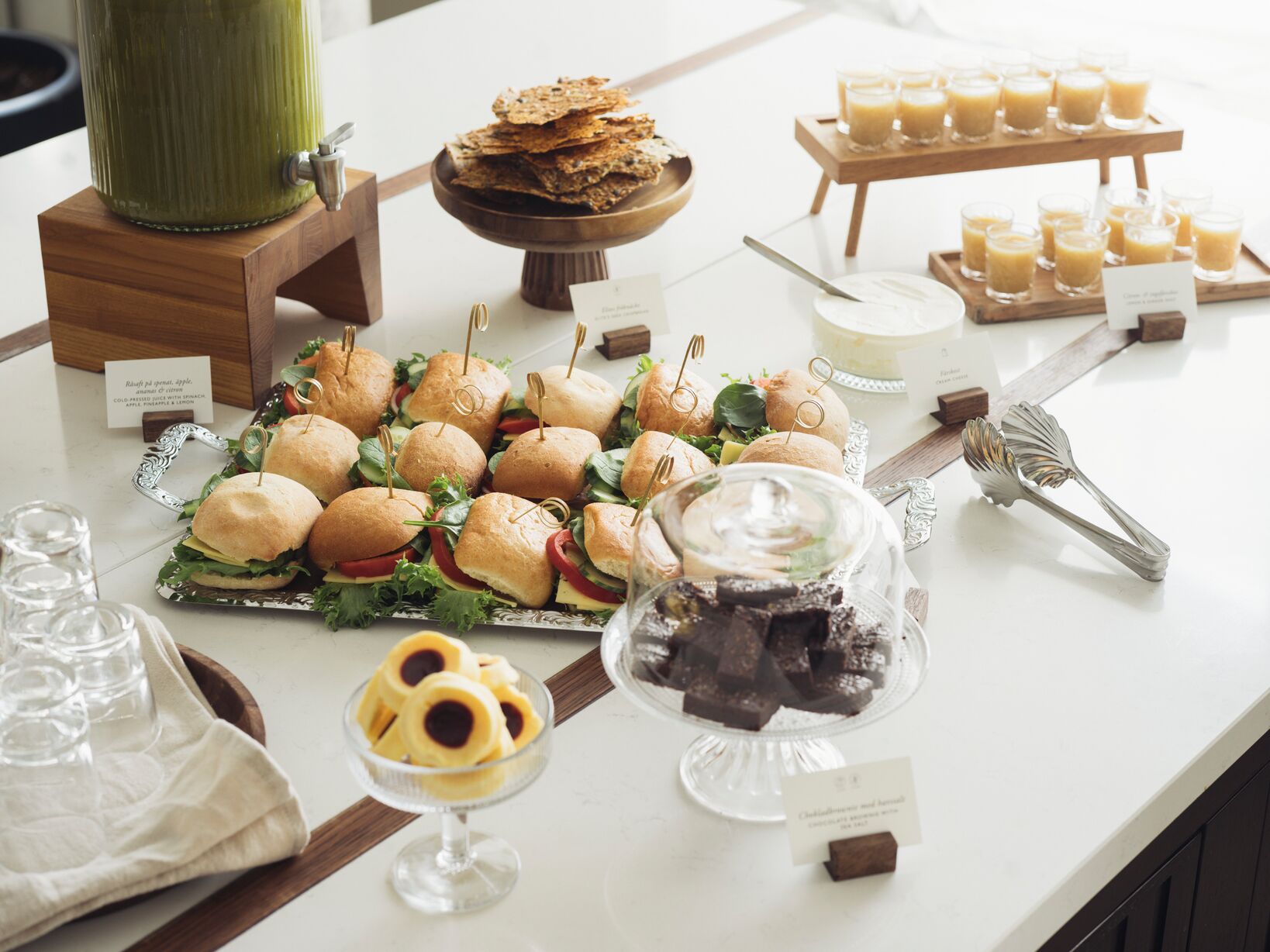 A generous buffet of coffee and snacks