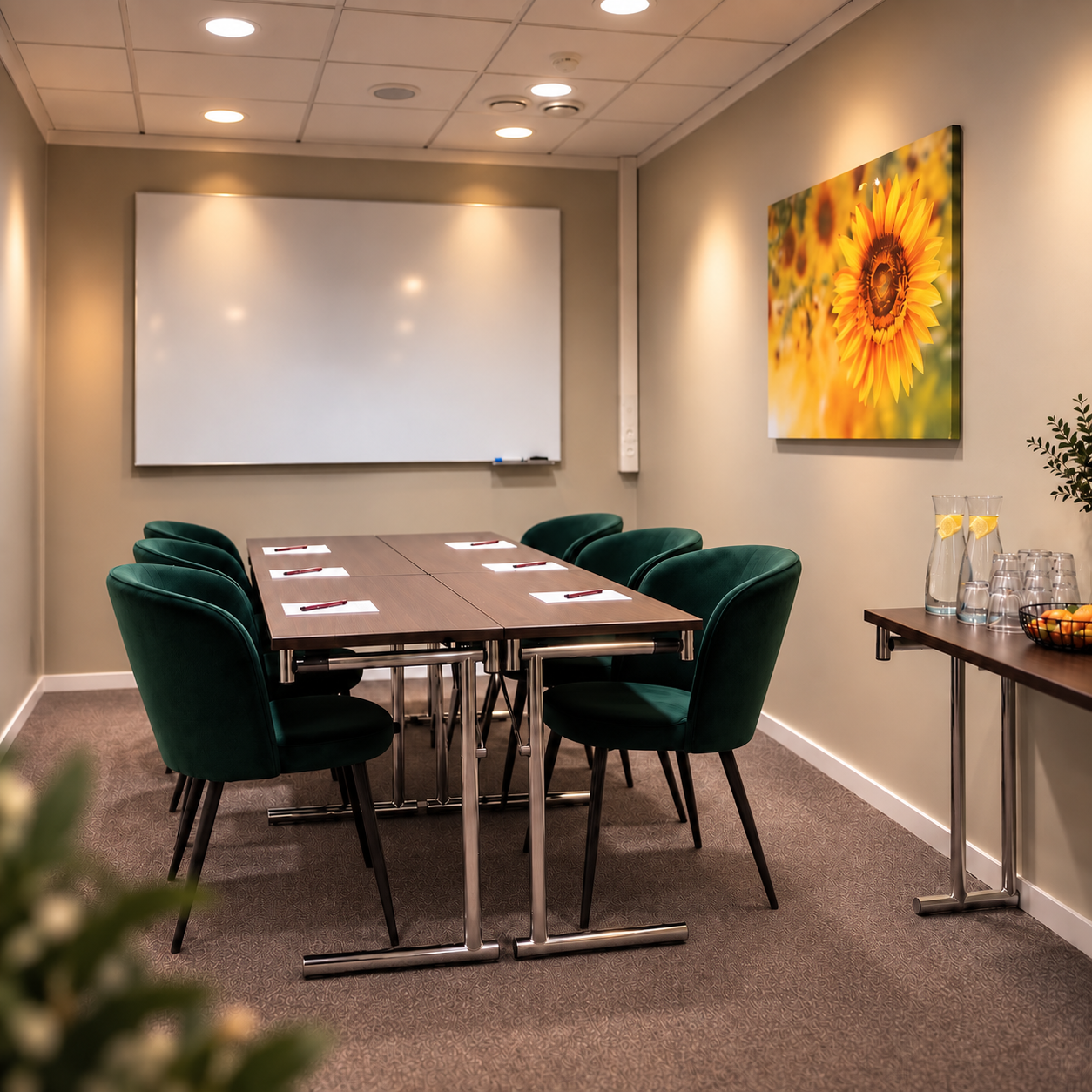 Conference room with a person taking notes