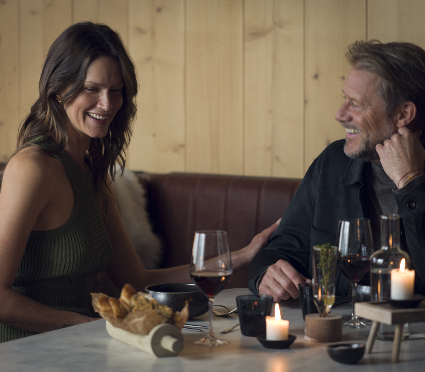 Couple eating dinner