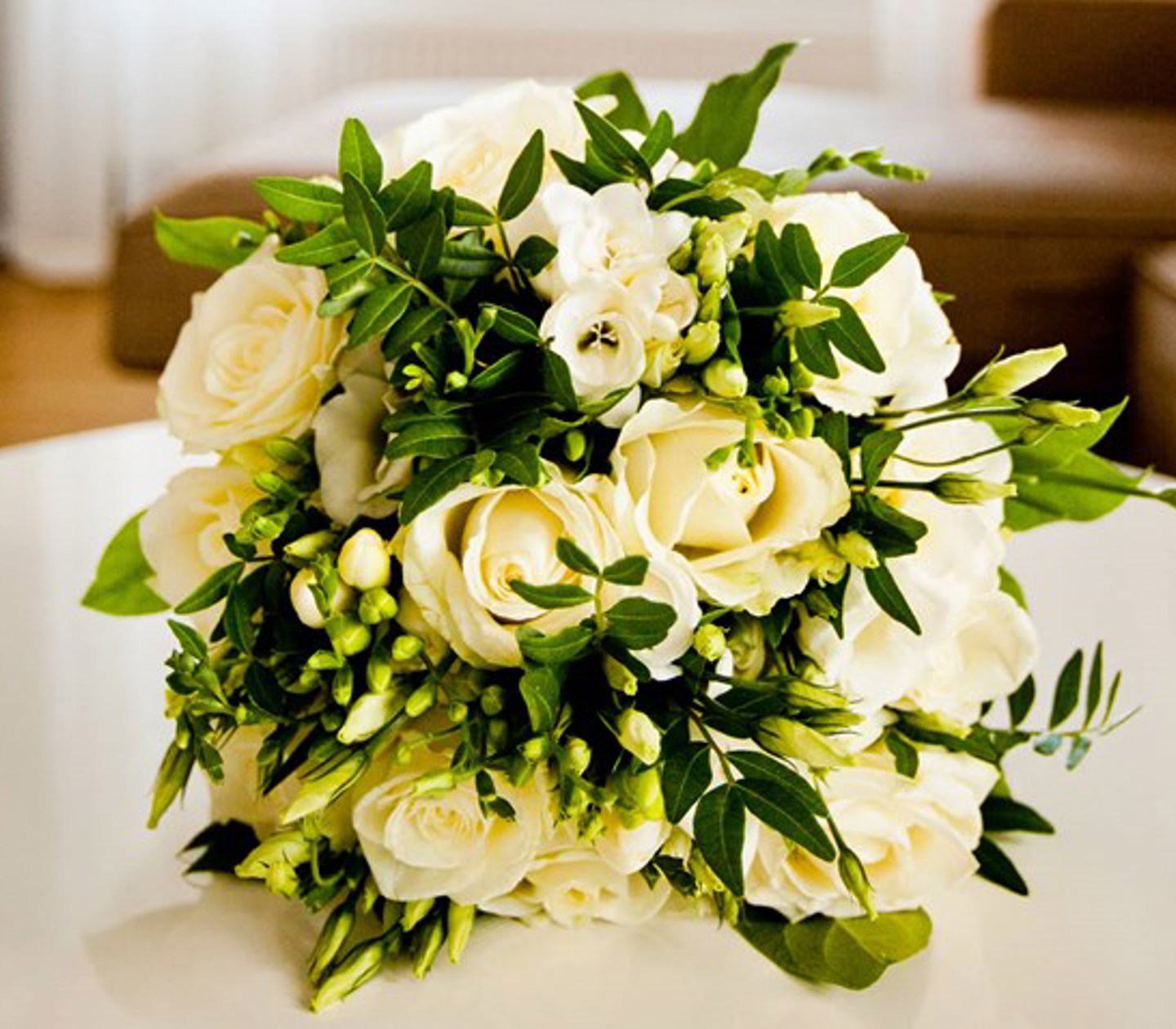Bridal bouquet in white and green