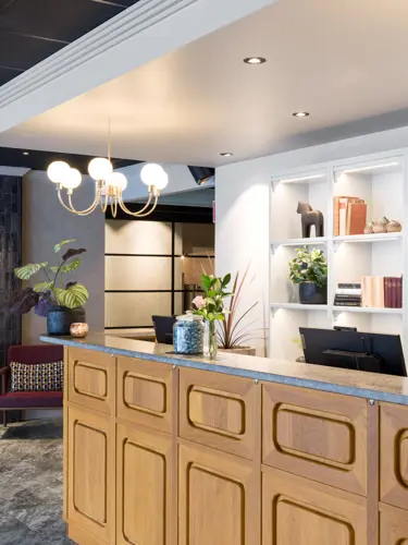 Reception desk at Elite Hotel Brage