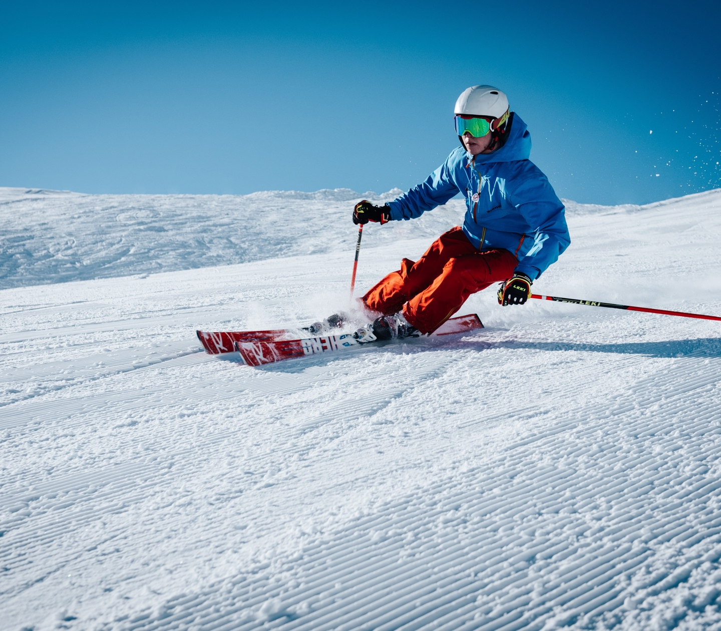 Man skiing down ski slope