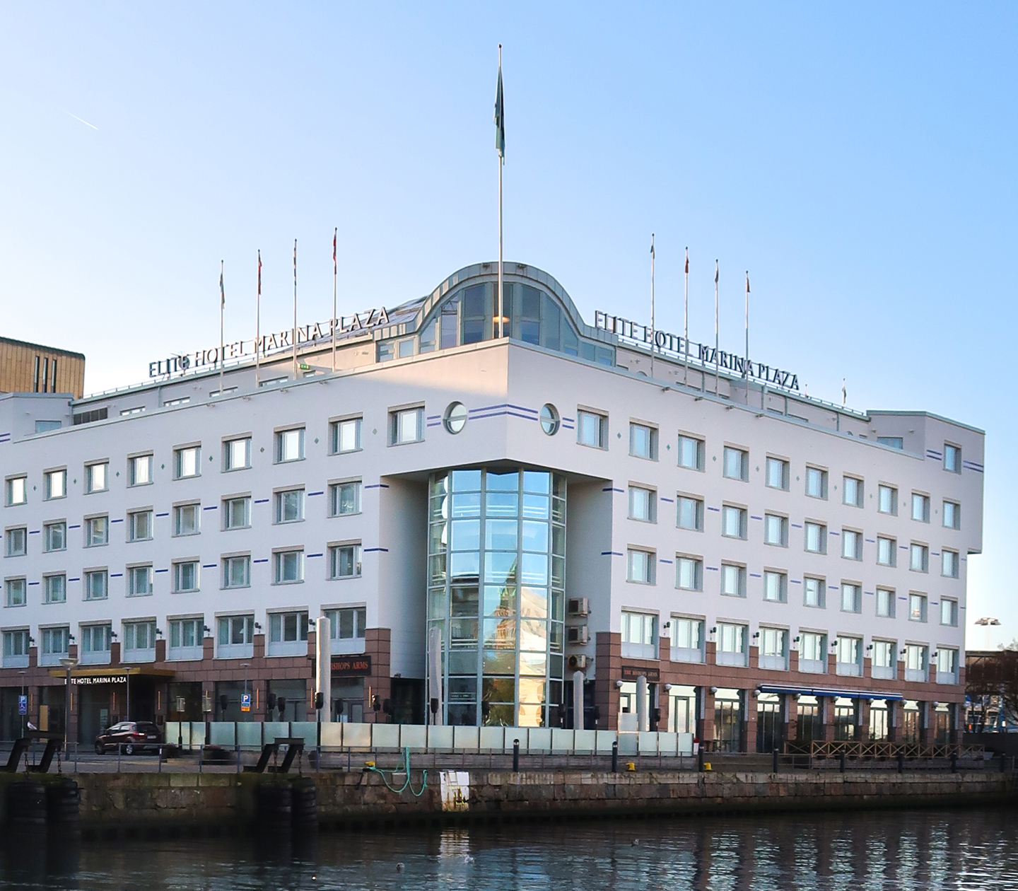 The facade of Elite Hotel Marina Plaza in Helsingborg