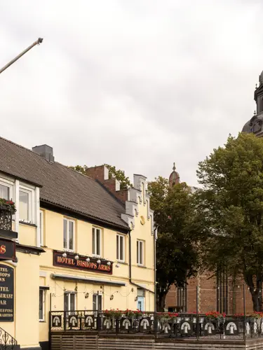 The facade of Hotel Bishops Arms in Kristianstad