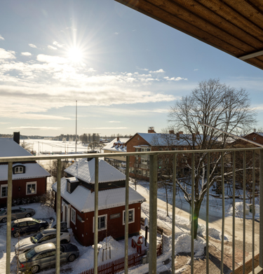 View from the hotel over a wintry Mora and Siljan