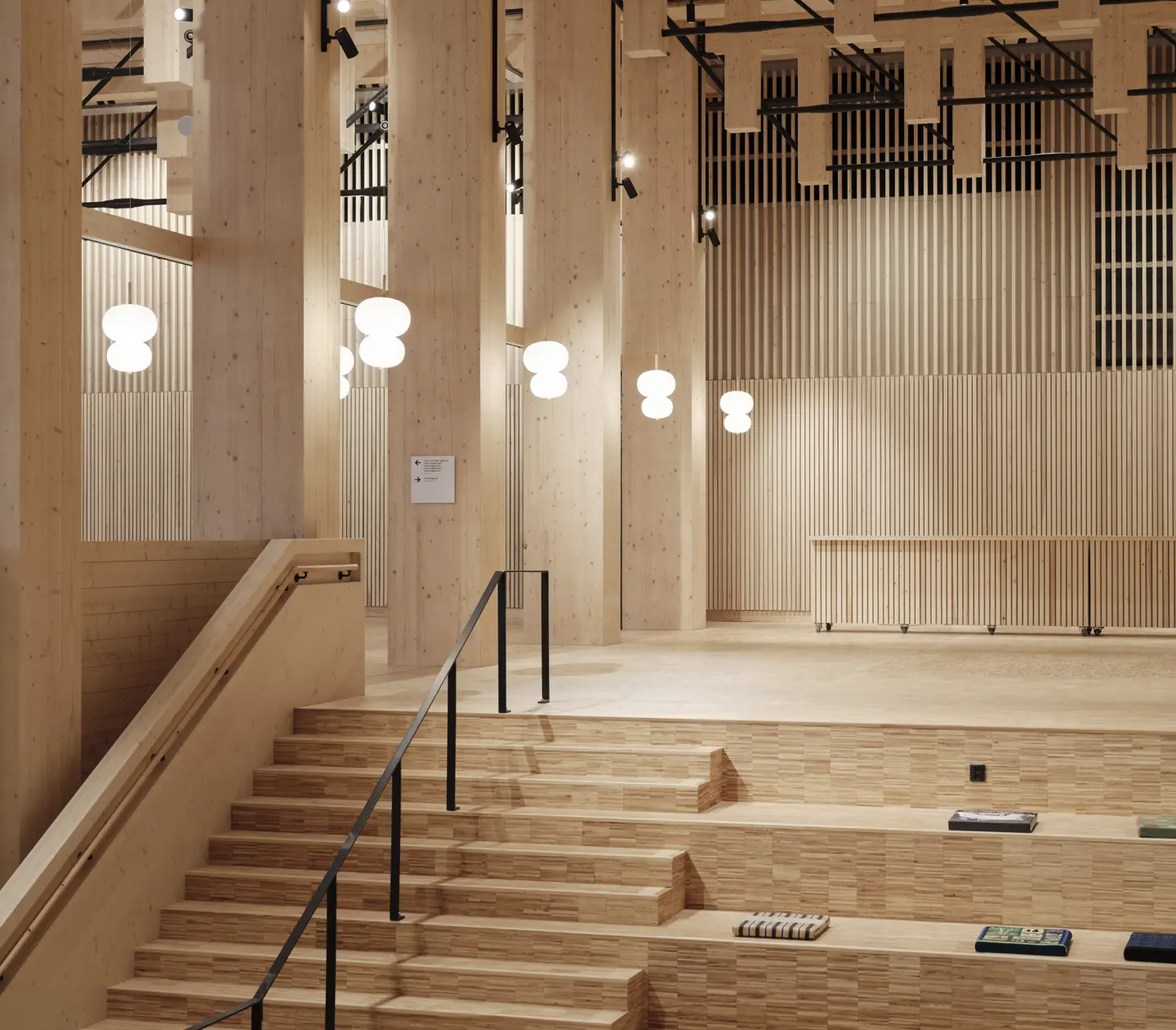 Conference environment with stairs and lights