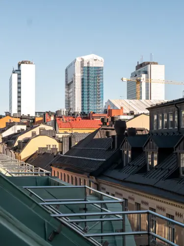 Utsikt över Stockholm från hotellbalkong