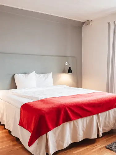 Hotel room with double bed
