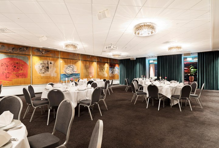 Conference room with round tables