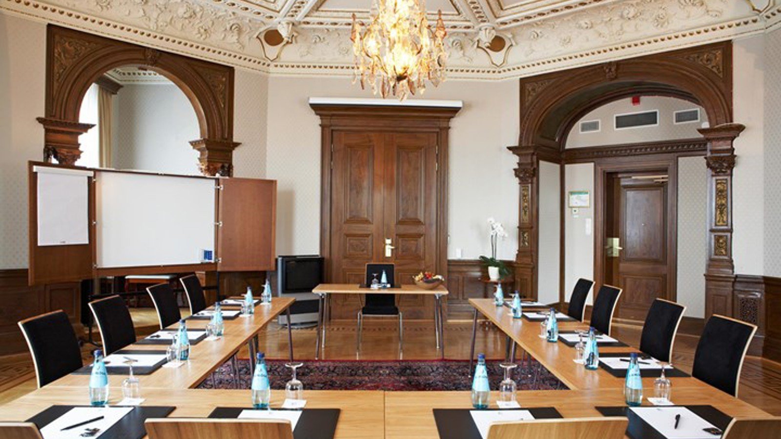 Elegant conference room with wood paneling