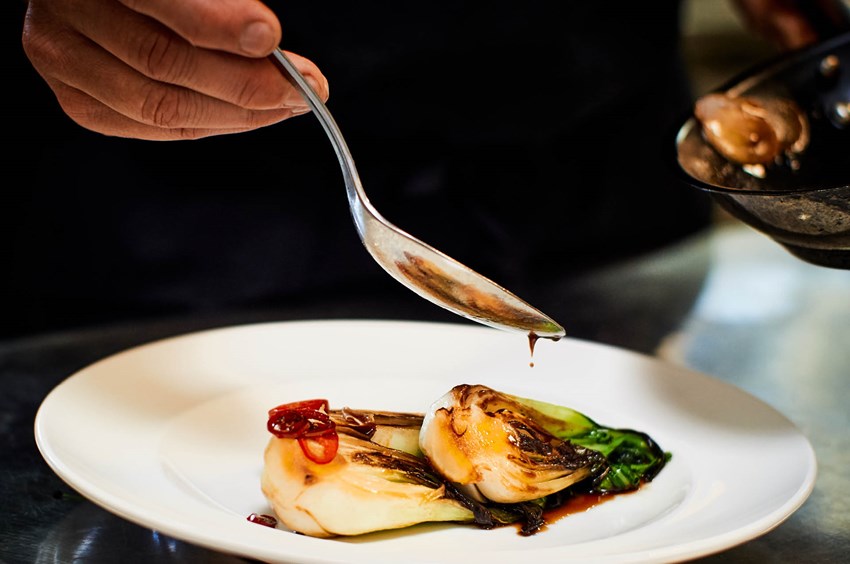 Colorful primroses served on a plate