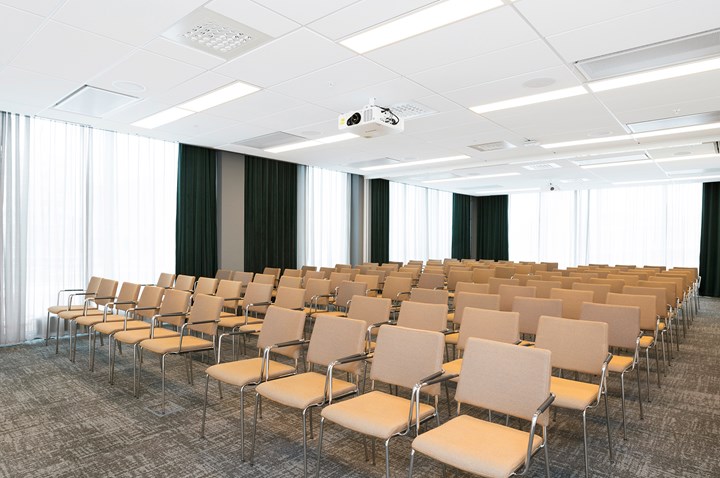 Conference room with lined up chairs