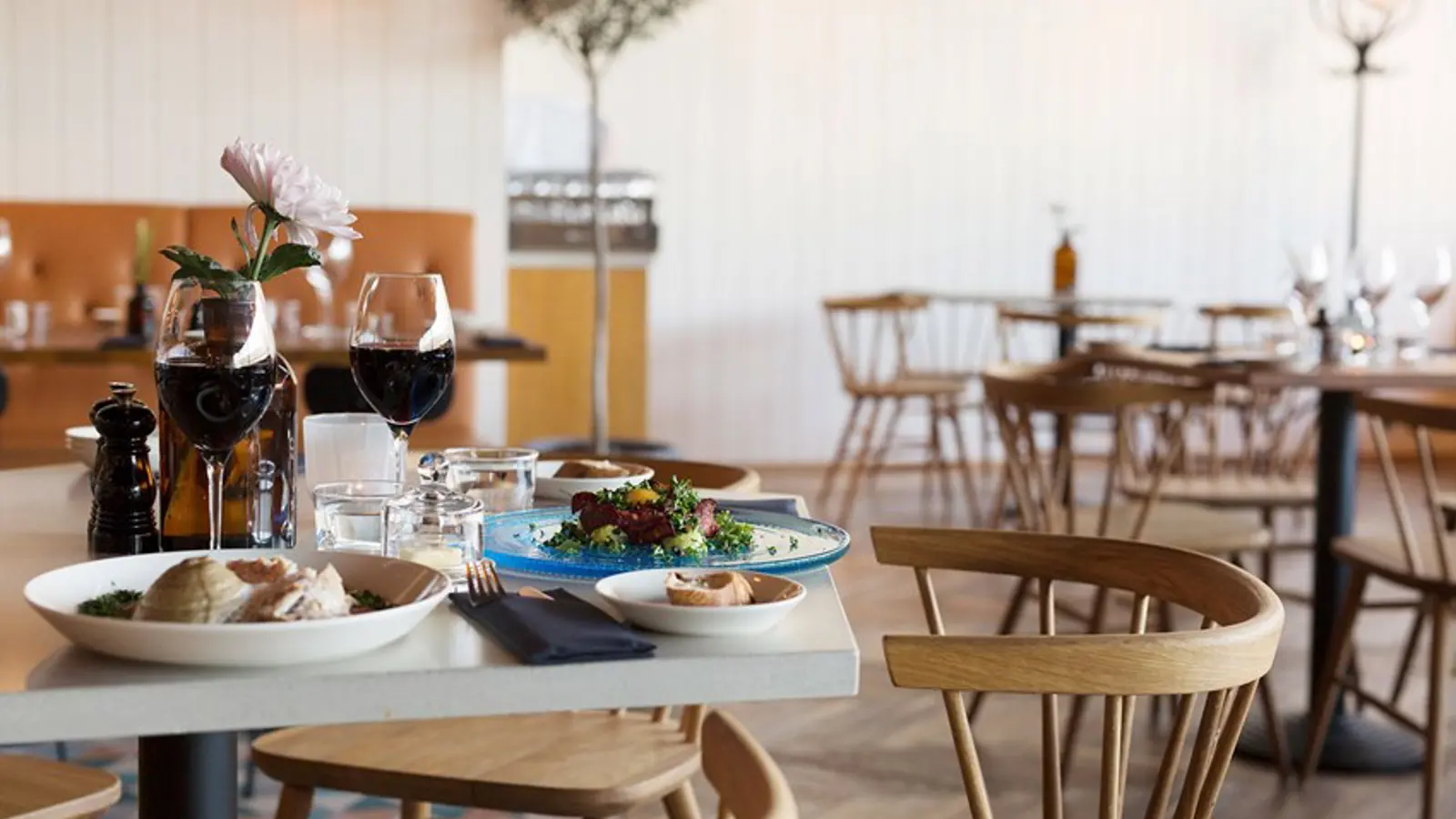 Served meal on a plates in a restaurant environment