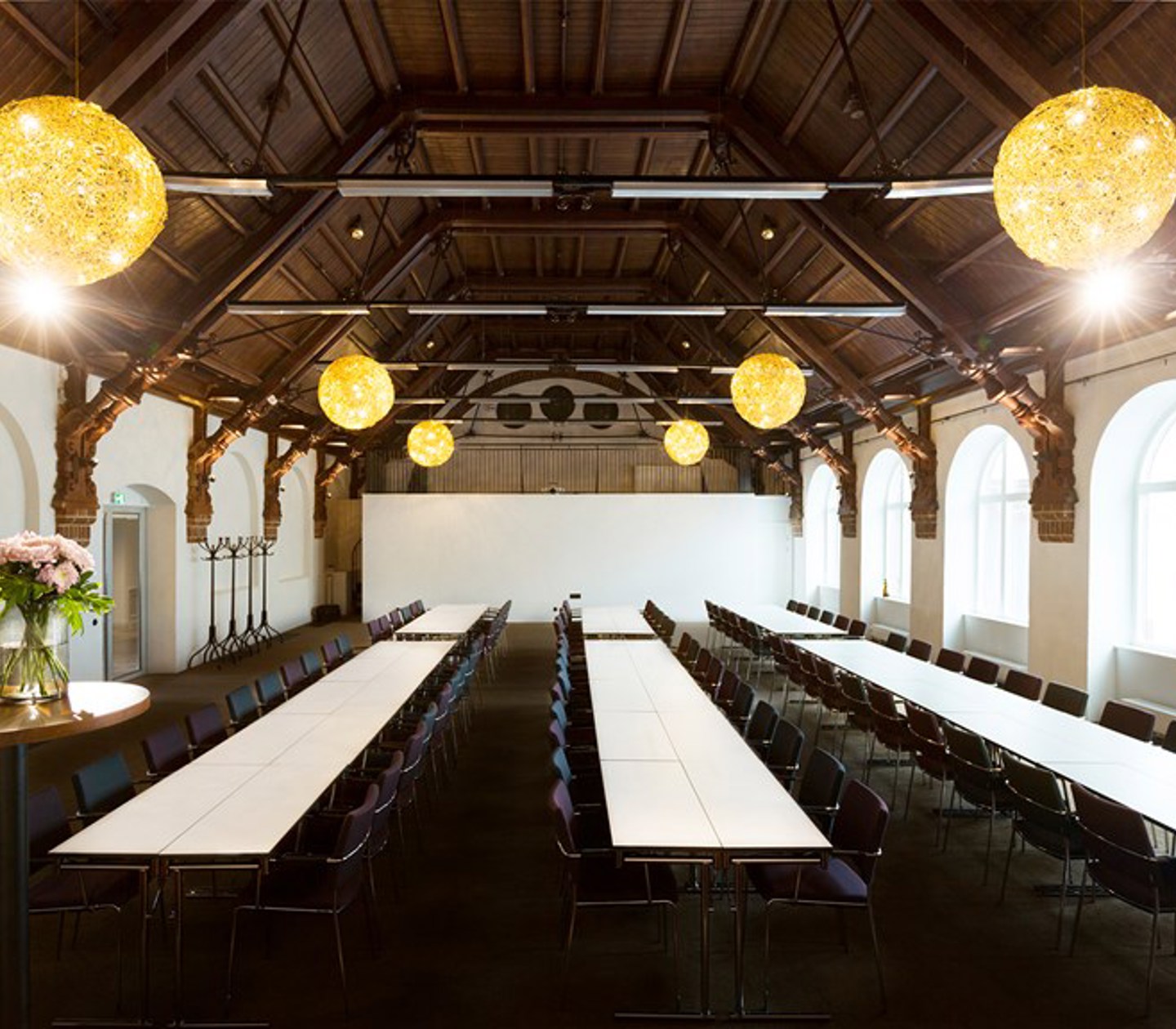 Conference room with long tables