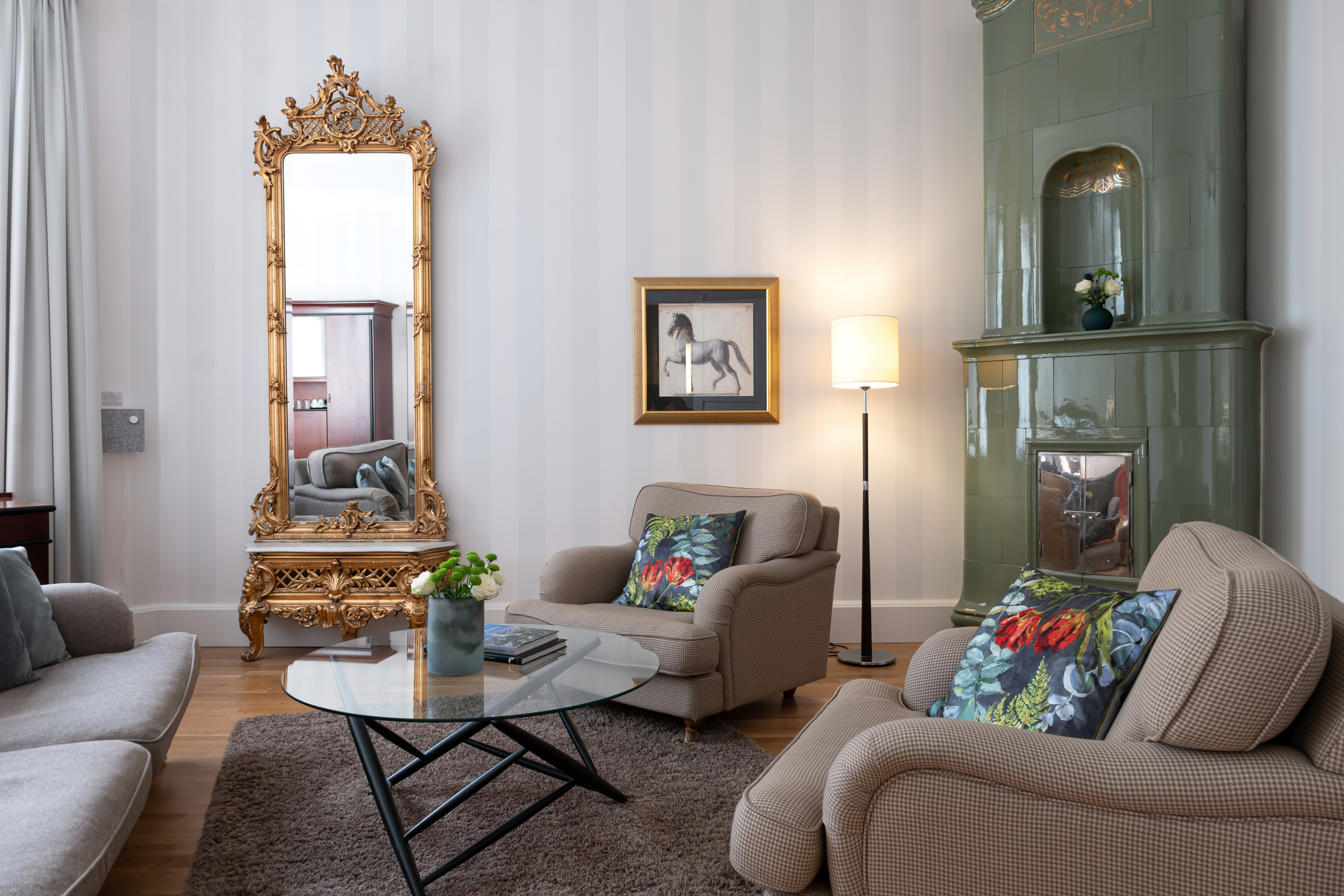 Huge hotel room with antique environment