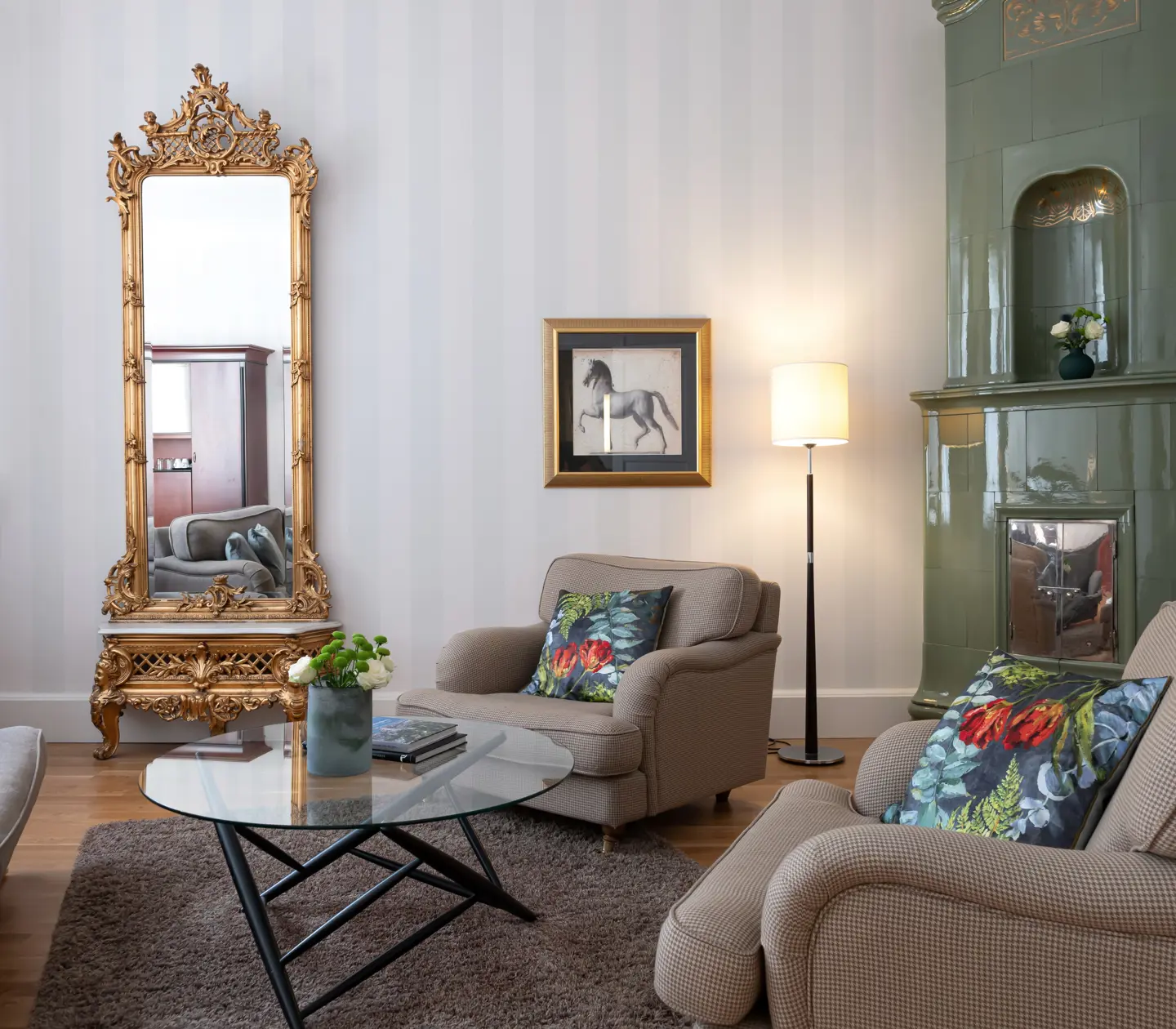 Huge hotel room with antique environment