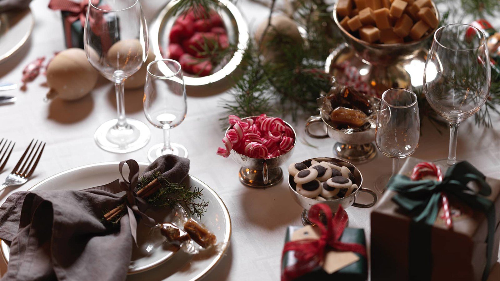 Different types of sweets on the Christmas table