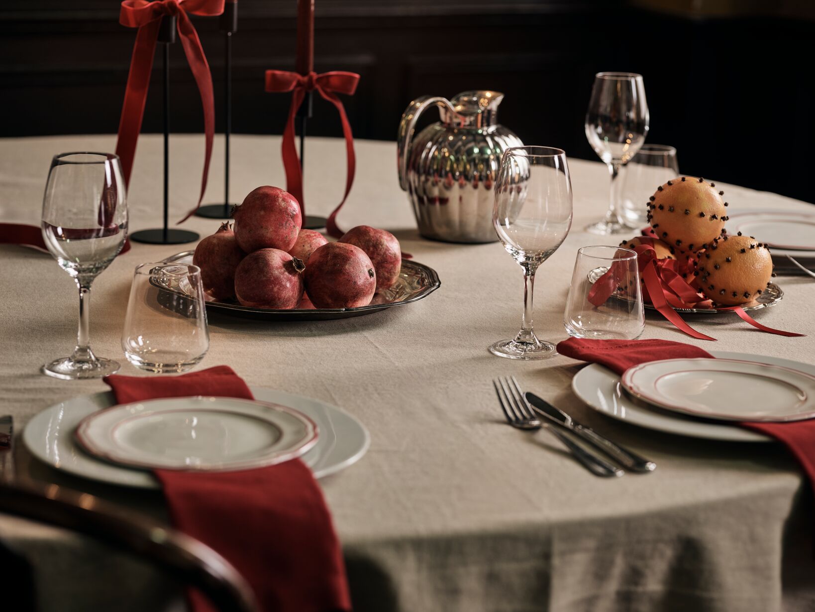 Restaurant table with Christmas decorations