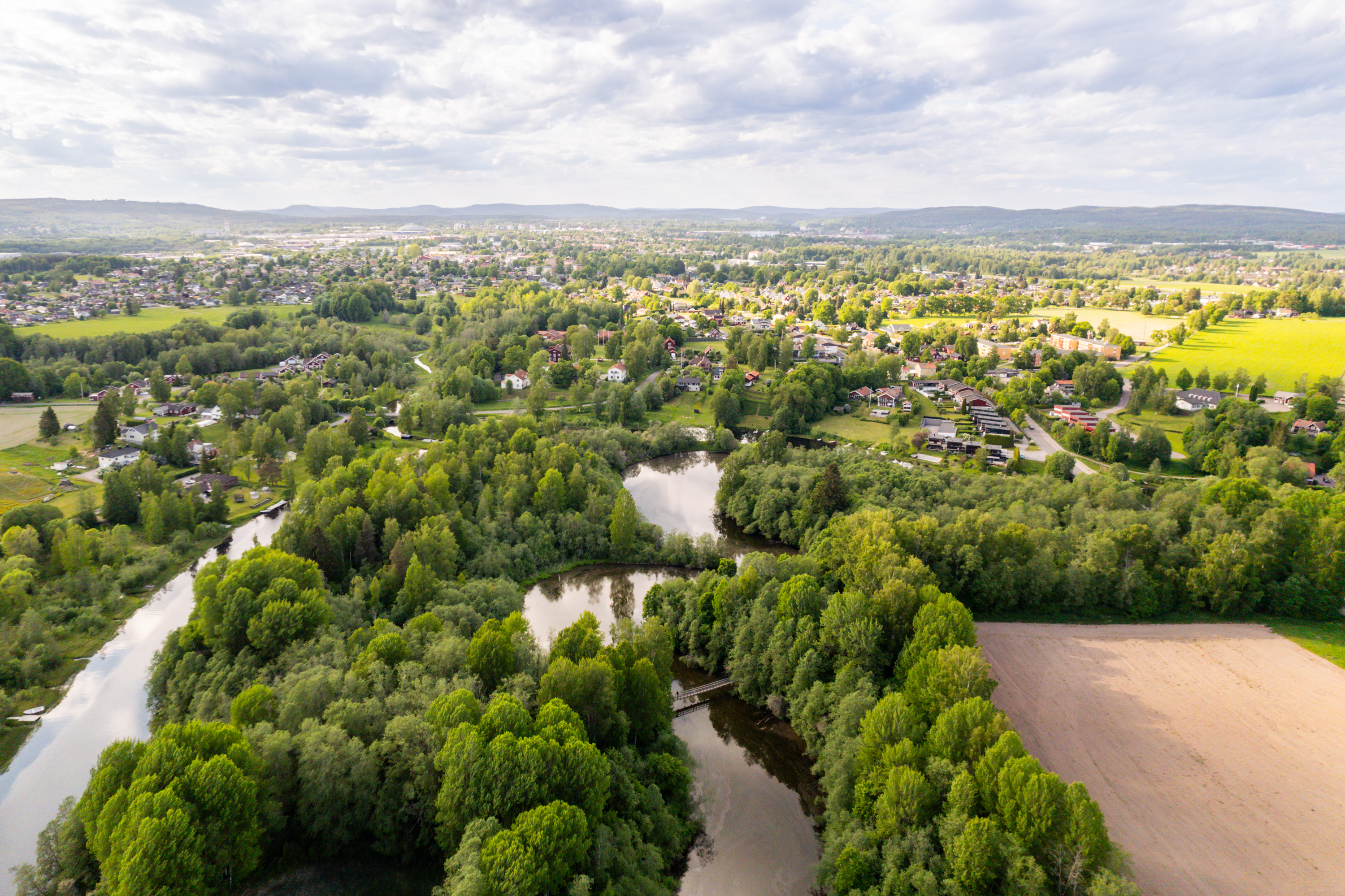 Drönarbild över Borlänge