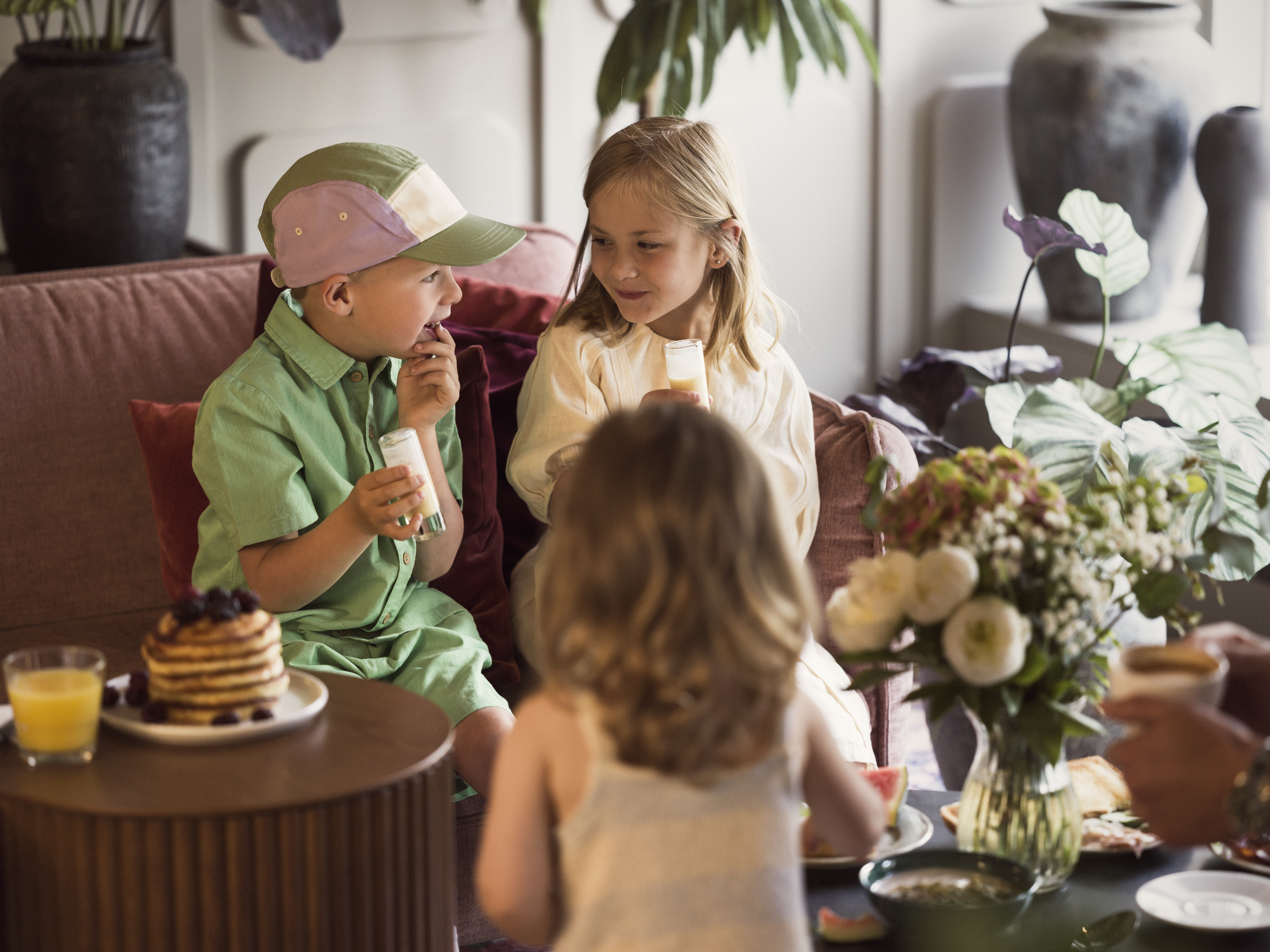 Hotel room with coffee cup