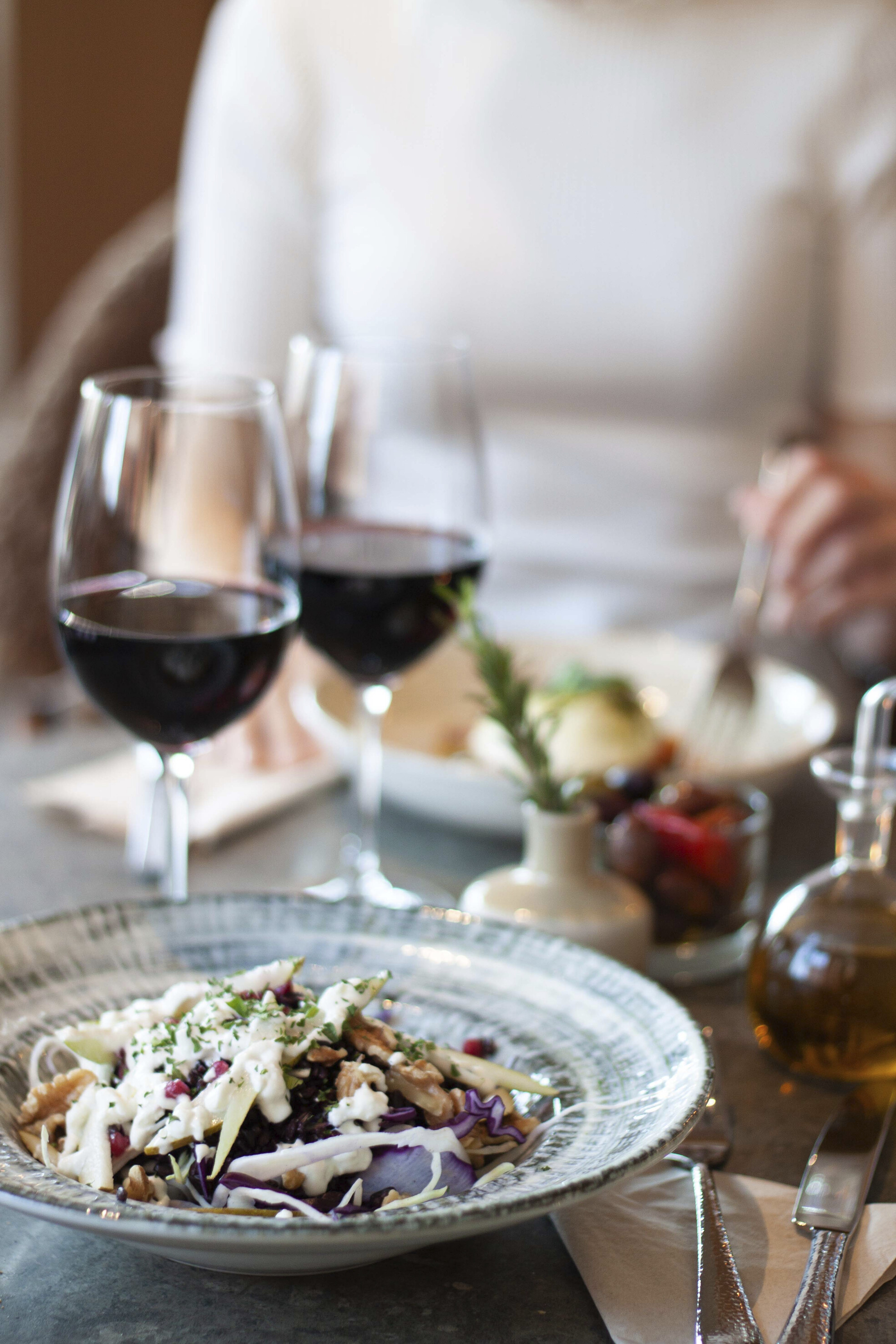 Curved leather sofas at Paolo's restaurant in Helsingborg