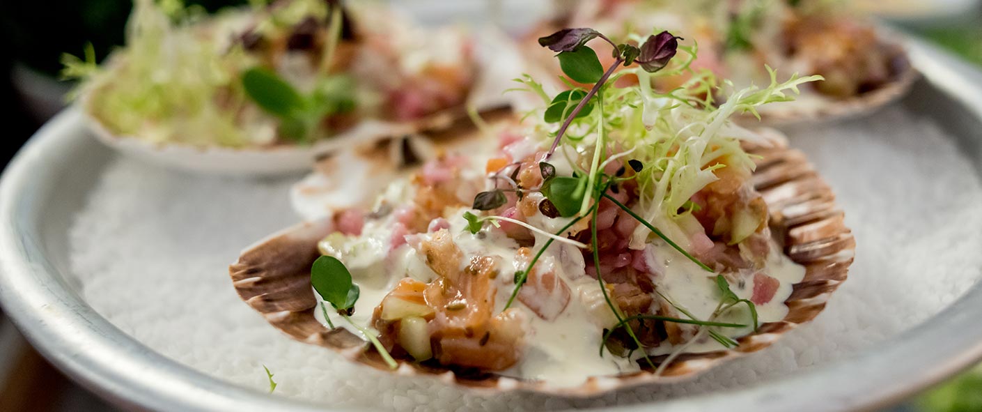 En maträtt med skaldjur