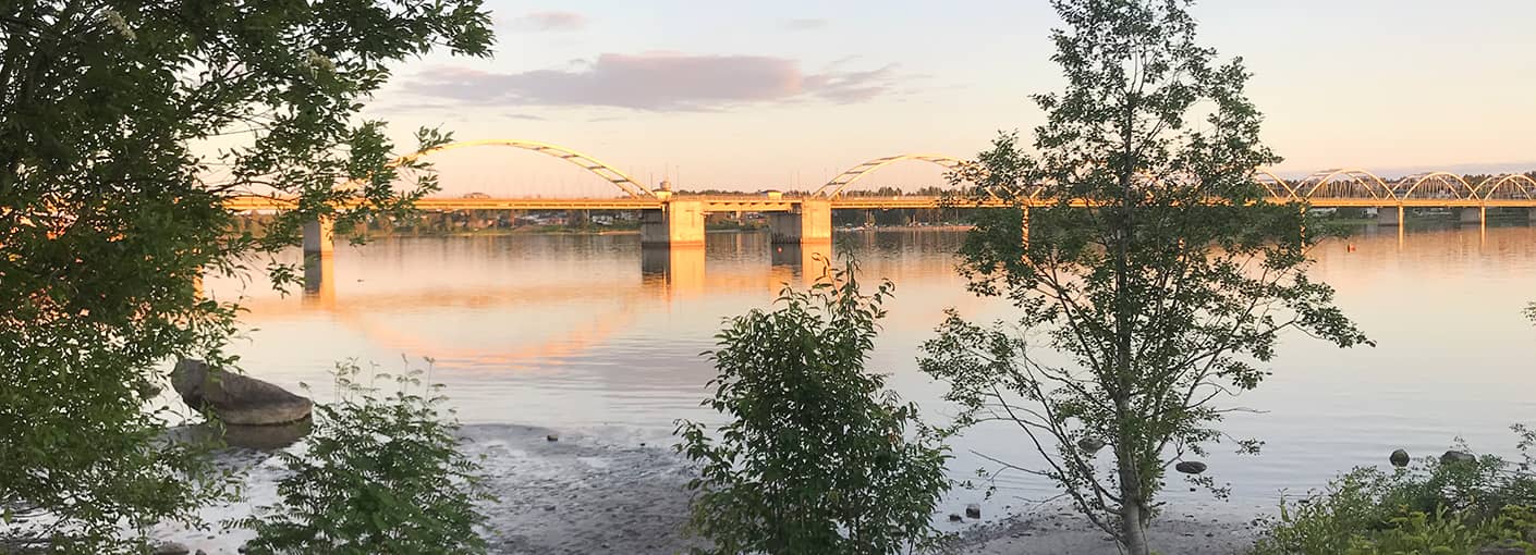Luleåbron, havet och gröna träd