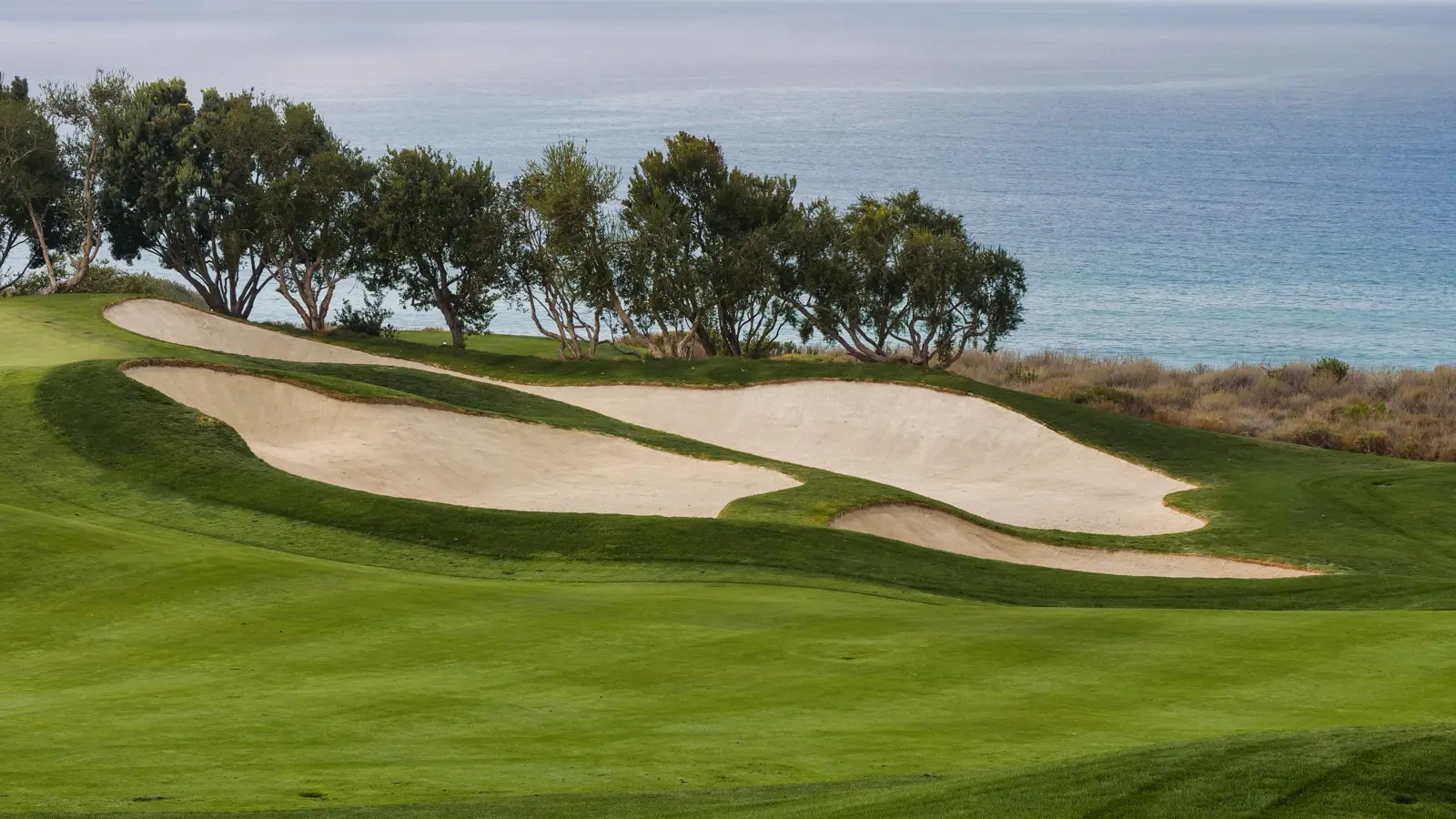 Golf course with a view of the water