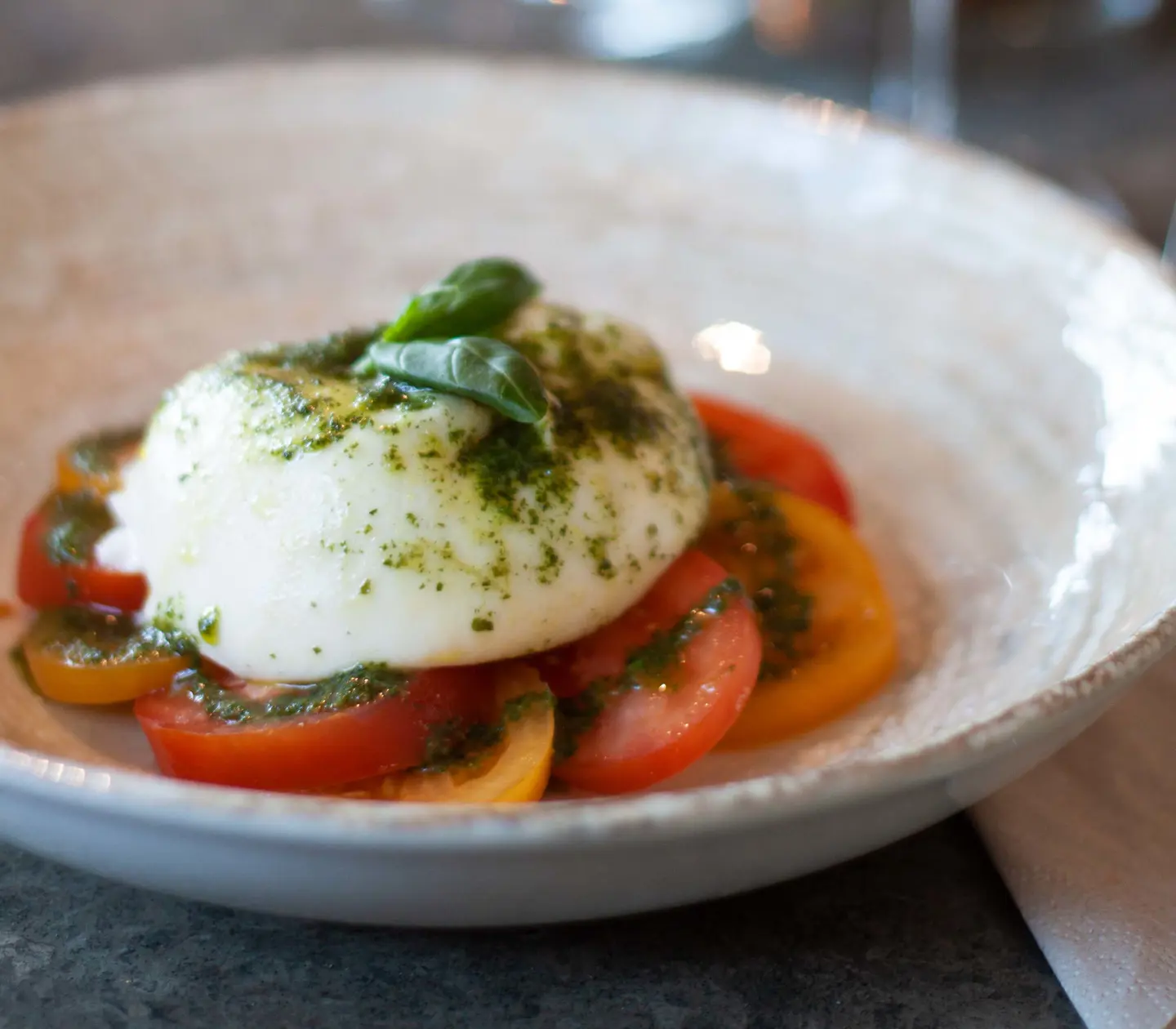 Pizza served at a restaurant
