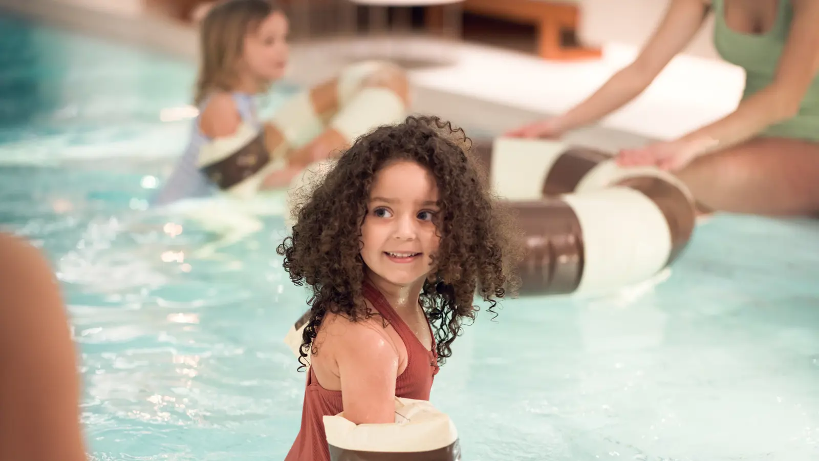 Girl bathing in pool