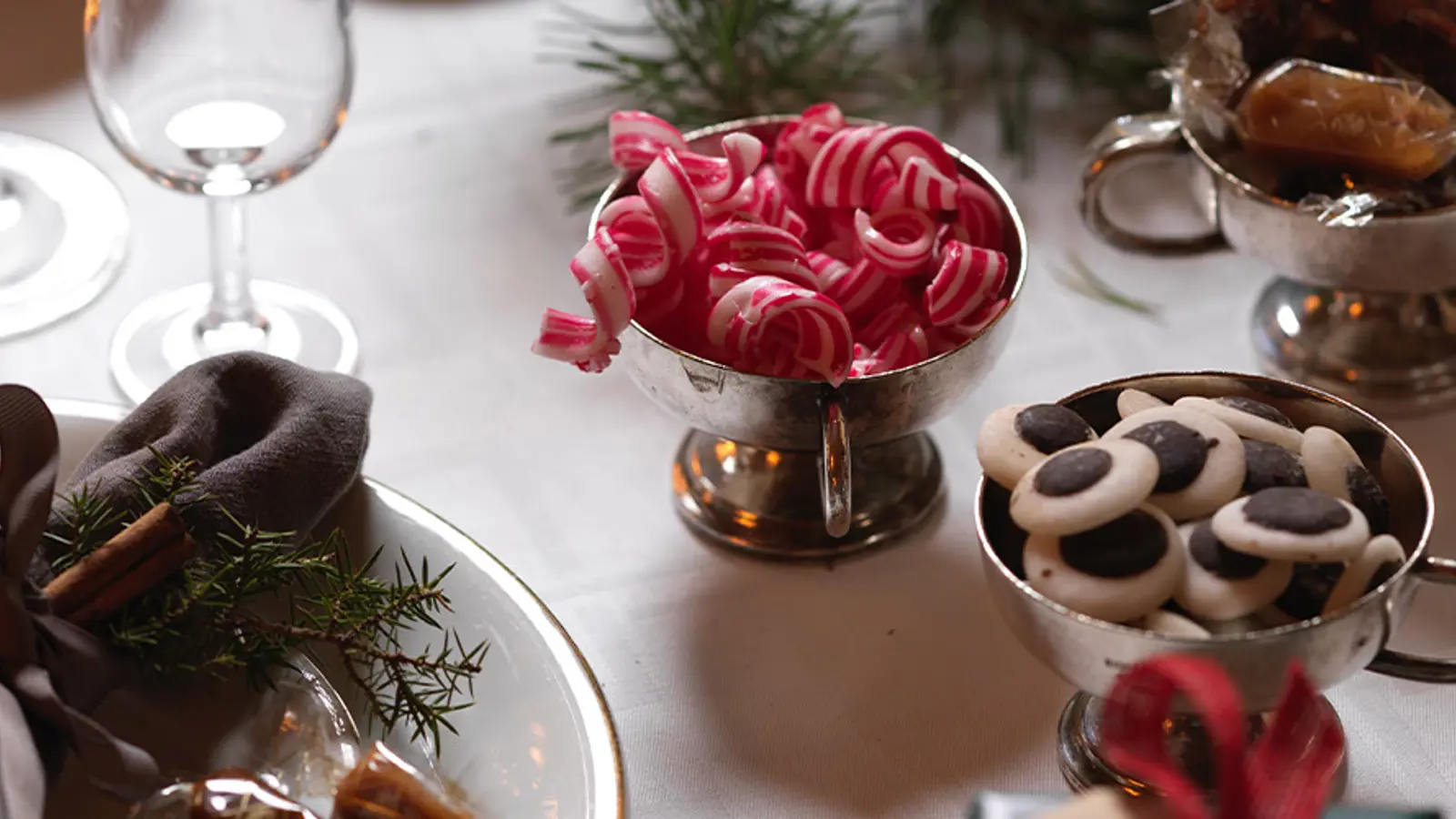 Decorated Christmas table with sweets