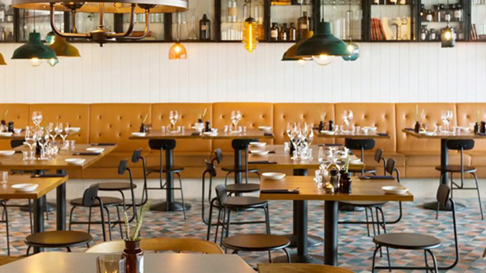 Modern restaurant with industrial interior design style