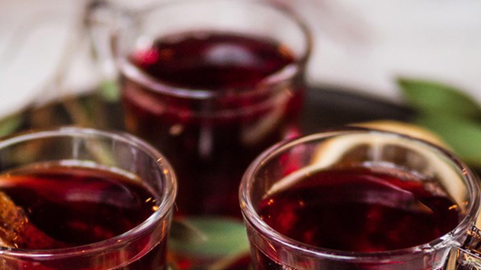 Three cups with mulled wine