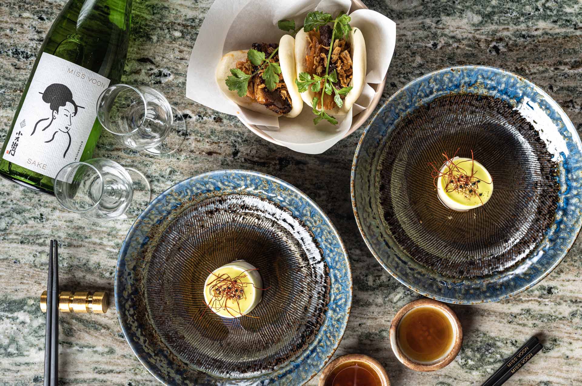 Asian food from Miss Voon photographed from above