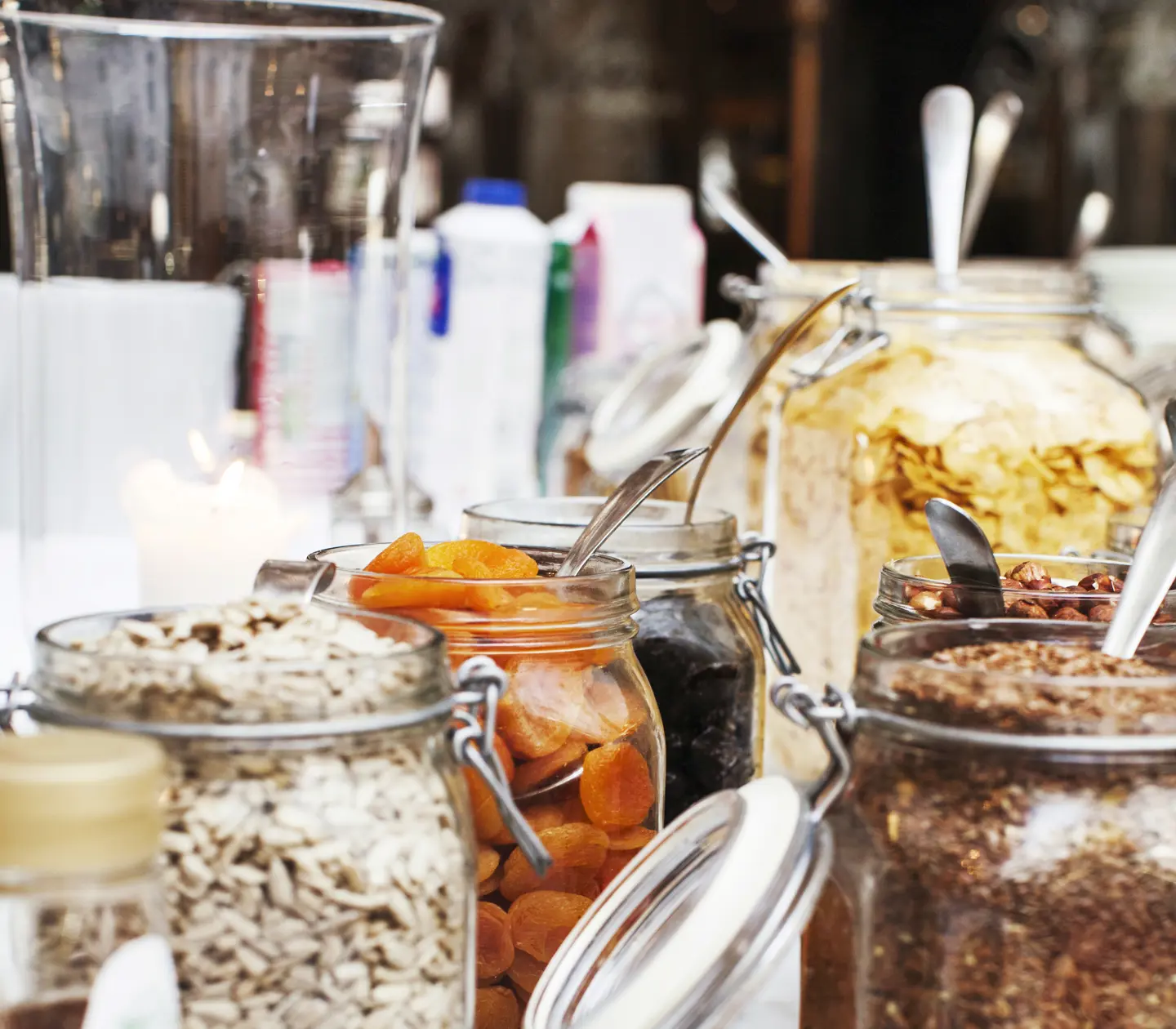 Close-up of breakfast accessories