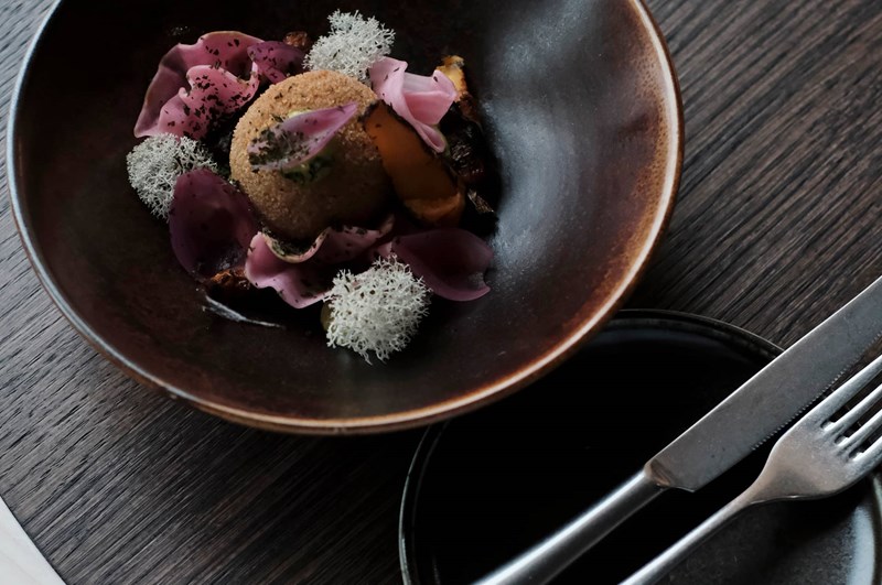 Wine and food on a table